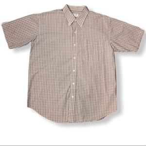 Vintage Bogari Green Tan Button Down Shirt